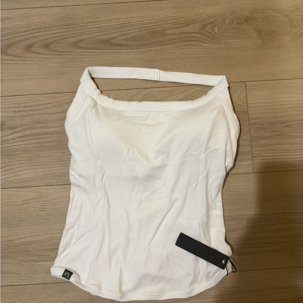 Oner Active White Rib Halter Neck Top